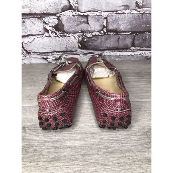 TODS Pink Metallic Leather Moccasins Driver Loafers Flats Women Sz 35.5EU/5M US - Picture 4 of 16